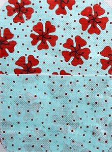 Petite Clutch - Red Flowers w/Blue Background