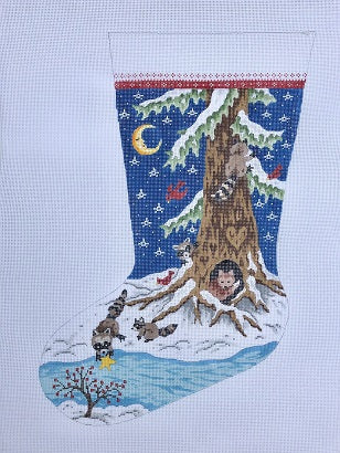 Raccoons/Starry Night Scene Stocking