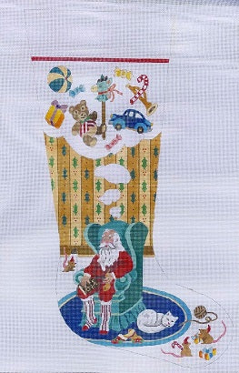 Santa Sitting in Chair/Toys Stocking