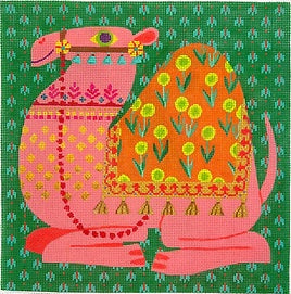 Coral Pink Camel w/Orange Flowered Blanket    