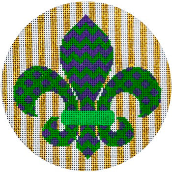 Purple/Green Fleur de Lis