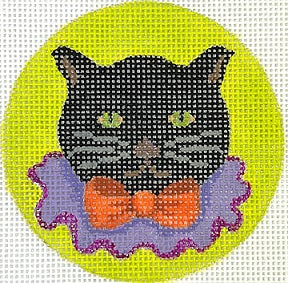 Black Cat w/Orange Bow and Purple Ruffle