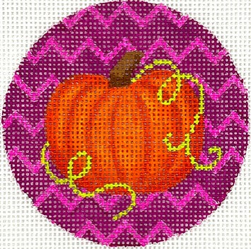 Pumpkin w/Vines on Purple Zig Zag