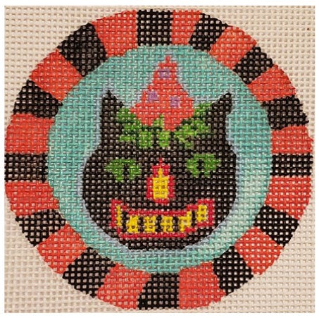 Button Cover - Cat w/Checks