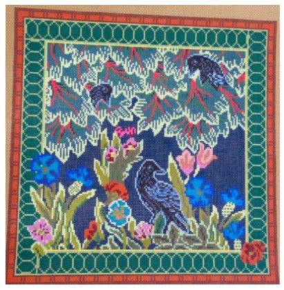 William Morris Woodland Creatures Raven Pillow