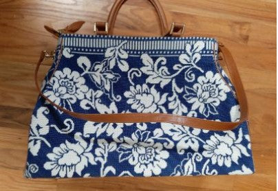 Karens Navy Damask Tote Bag