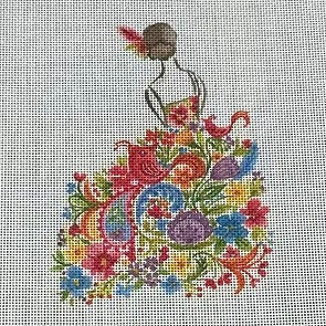 Lady w/Multi Flowers - 6x5"