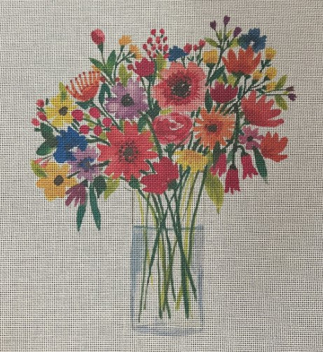 Vase w/Colorful Flowers  