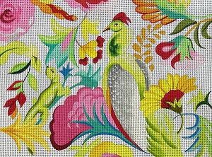 Stylized Lizard/Parrot/Flora