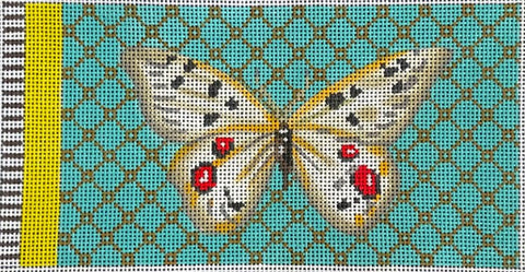 White Butterfly on Turquoise Eyeglass Case