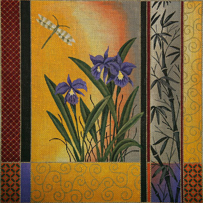 Orchid and Dragonfly Block Print