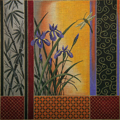 Iris and Dragonfly Block Print