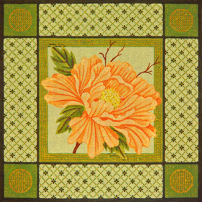 Oriental Peony w/Green Borders
