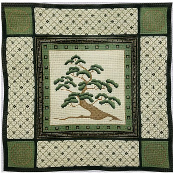 Cypress Tree w/Green Oriental  Borders