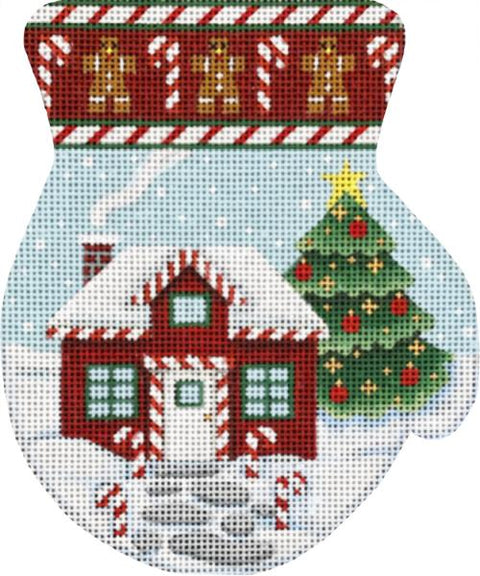 Candy Cane House Mitten