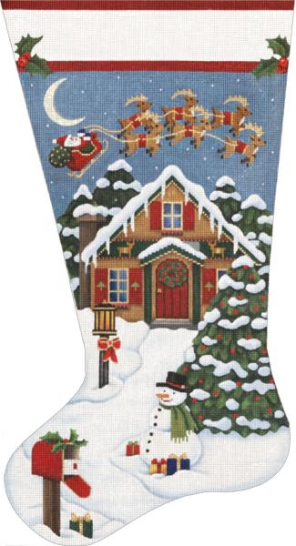 Christmas House Santa Stocking