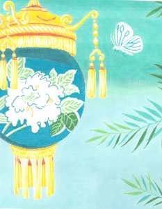 Peony Lantern and Butterfly