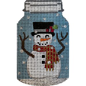Snowman in Top Hat in Mason Jar