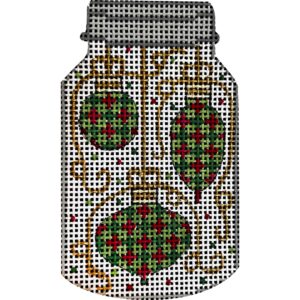 Three Ornaments in Mason Jar