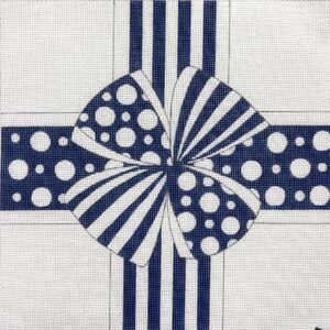 Navy and White Bow