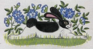 Rabbit in Blue Flowers