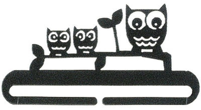 Owls on a Branch Split Bottom Bellpull - Charcoal 8" (Ackfeld)