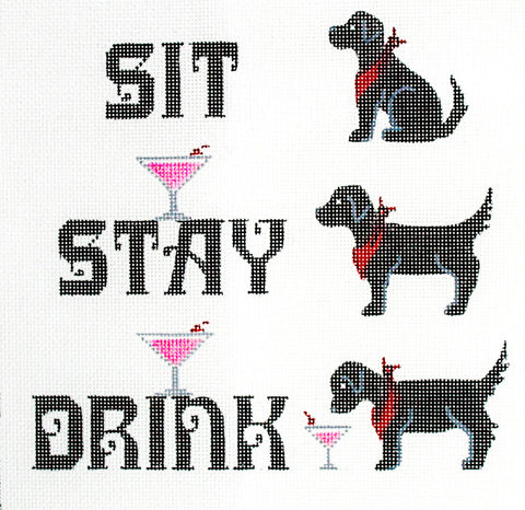 Sit Stay Drink w/Black Lab (Cheryl & Annie)