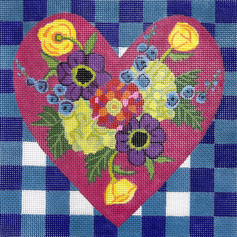 Blue Gingham Floral Heart (Alice Peterson)