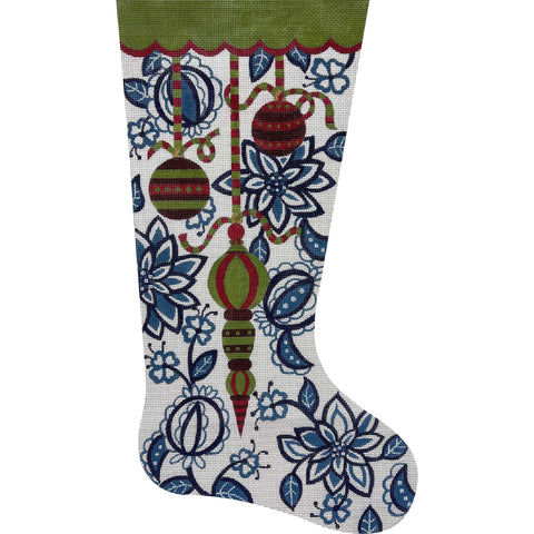 Blue/White Floral Ornament Stocking (Alice Peterson)