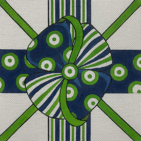 Blue and Green Geometric Bow (Alice Peterson)