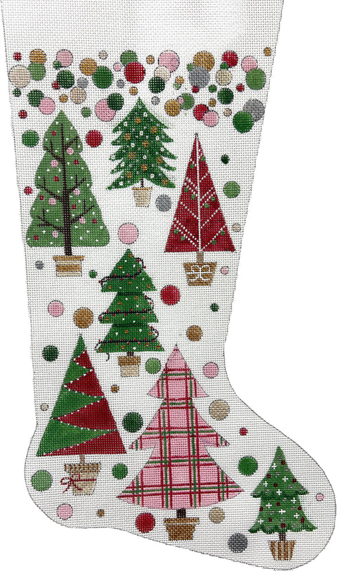 Christmas Trees w/Polka Dots Stocking (Alice Peterson)