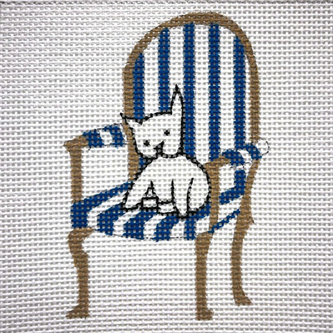 Pup on Stripe Chair (Alice Peterson)