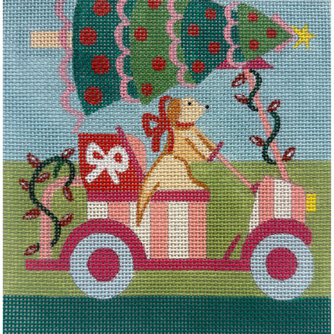 Christmas Golf Cart w/Dog (Alice Peterson)