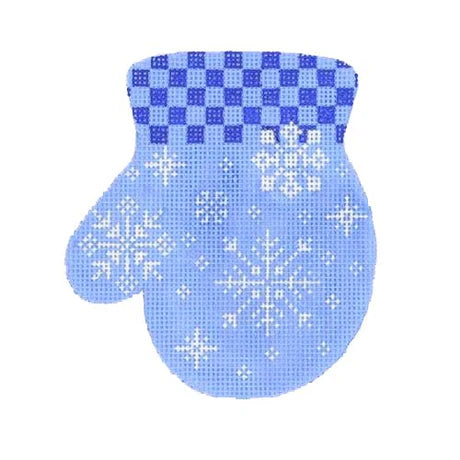 Mitten - Snowflake/Blue Checked Cuff (L)