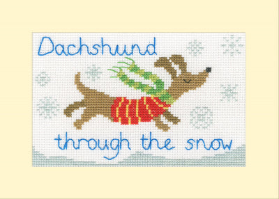 Dachshund Through The Snow - Christmas Card (Bothy Threads)