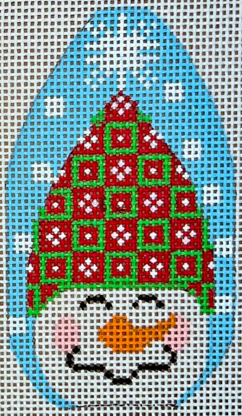 Snowman Ornament - Hat w/Green Squares (Danji Designs)