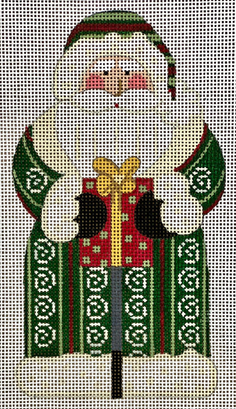 Father Christmas - Green Holding Present (Danji Designs)