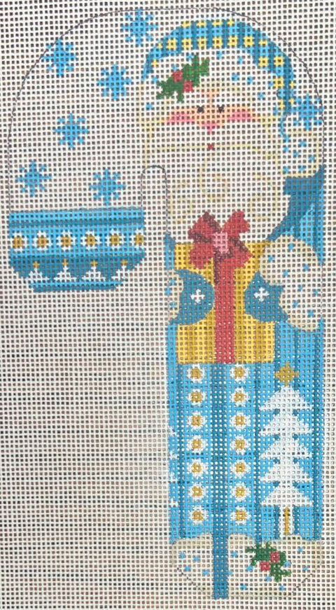 Father Christmas Candy Cane Blue w/Present (Danji Designs)