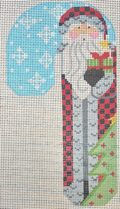 Father Christmas Candy Cane Buffalo Plaid w/Present (Danji Designs)