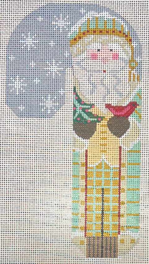 Father Christmas Candy Cane Mint w/Tree & Cardinal (Danji Designs)