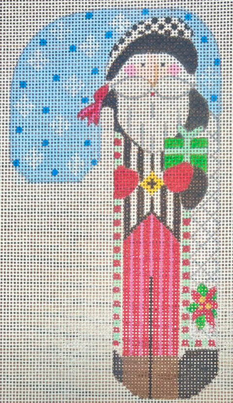 Father Christmas Candy Cane White w/Poinsettia  (Danji Designs)