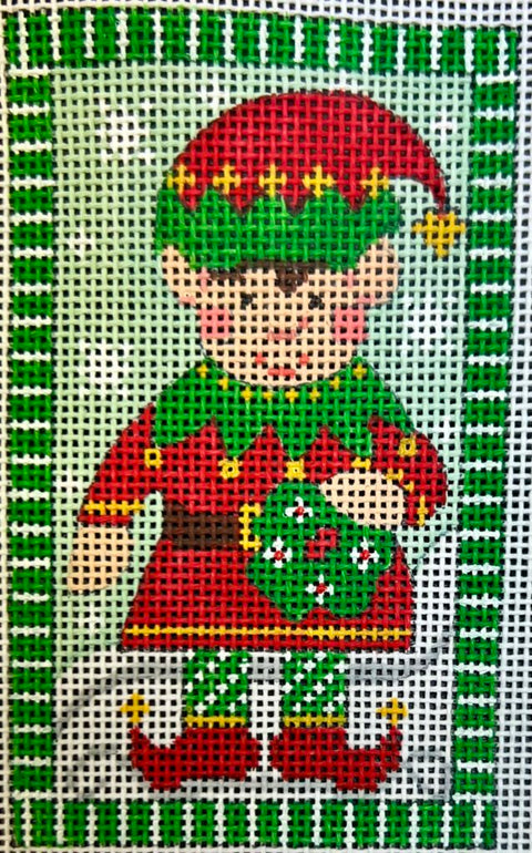 Elf Holding Wreath - 18M (CH Designs)
