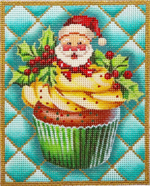 Santa Christmas Cupcake (Lani's Needlepoint)