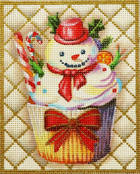 Snowman Cupcake (Lani's Needlepoint)