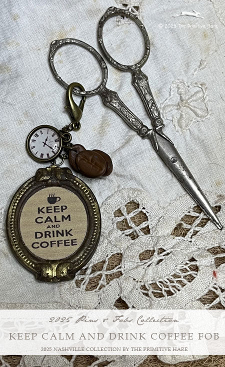 Keep Calm and Drink Coffee Fob (Primitive Hare)