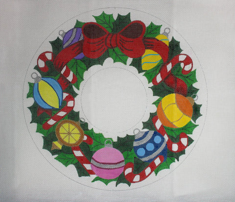 Wreath w/Red Bow, Candy Canes & Ornaments (Cheryl & Annie)