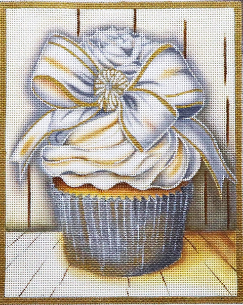 White Jeweled Cupcake (Lani's Needlepoint)