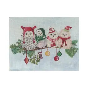 Christmas Fluffy Owls on Branch (Fab Funky)