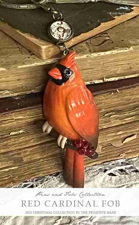 Red Cardinal Fob (Primitive Hare)