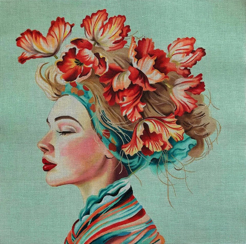 PE256-18 - Lady w/Parrot Tulips (Colors of Praise)
